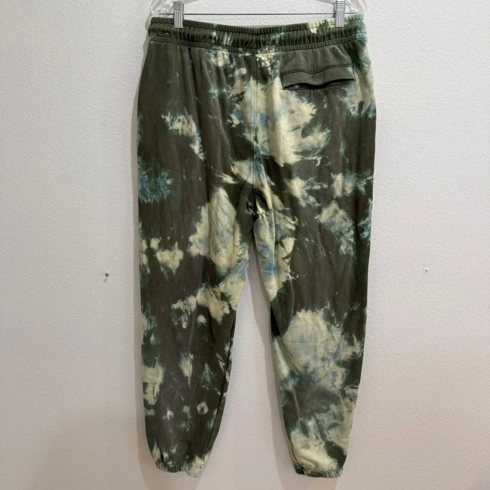 Jordan Flight Mens Large Custom Bleach Tie Dye Fleece Joggers Olive Green L